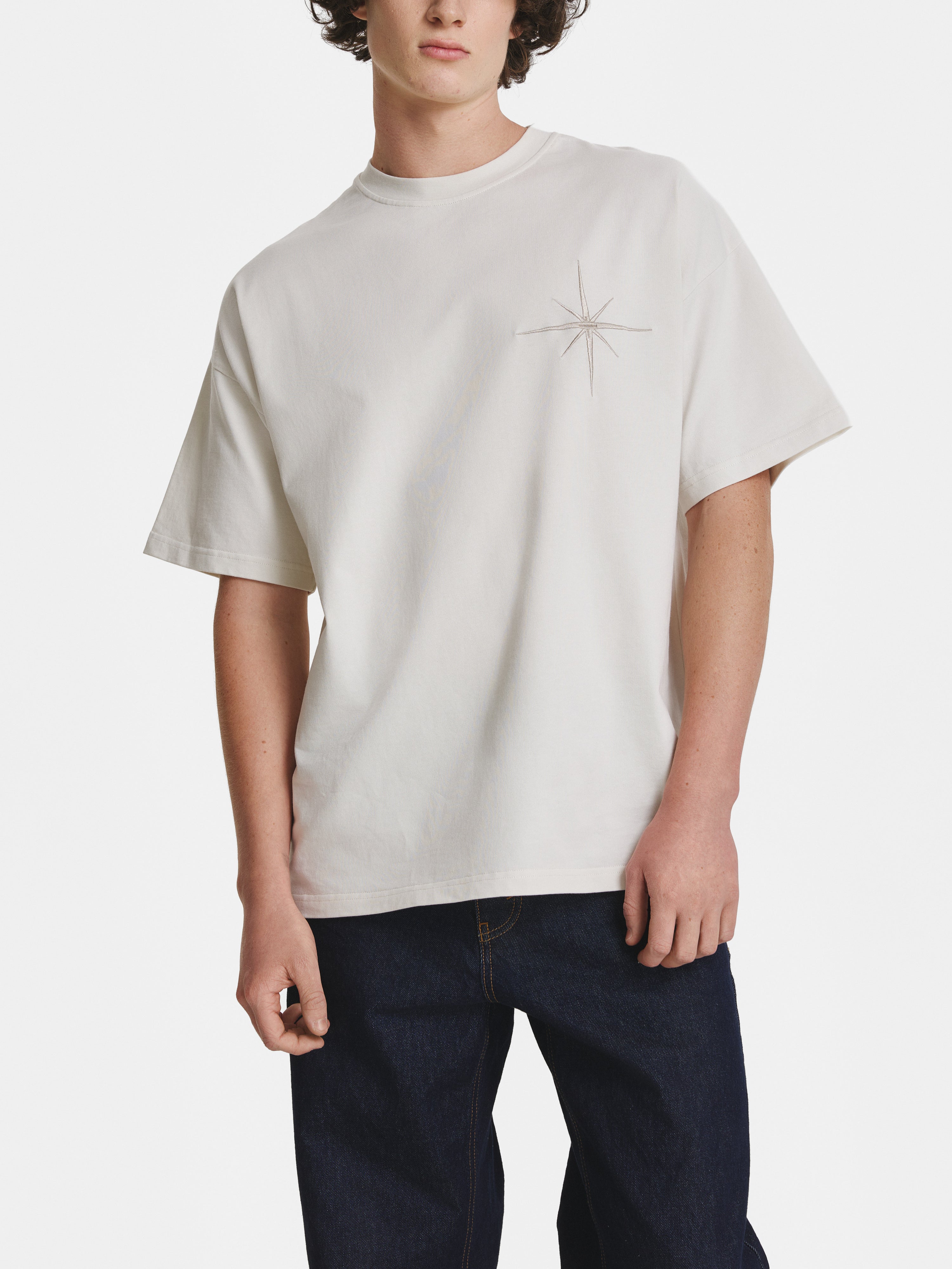 Vintage White Star Cotton T-shirt