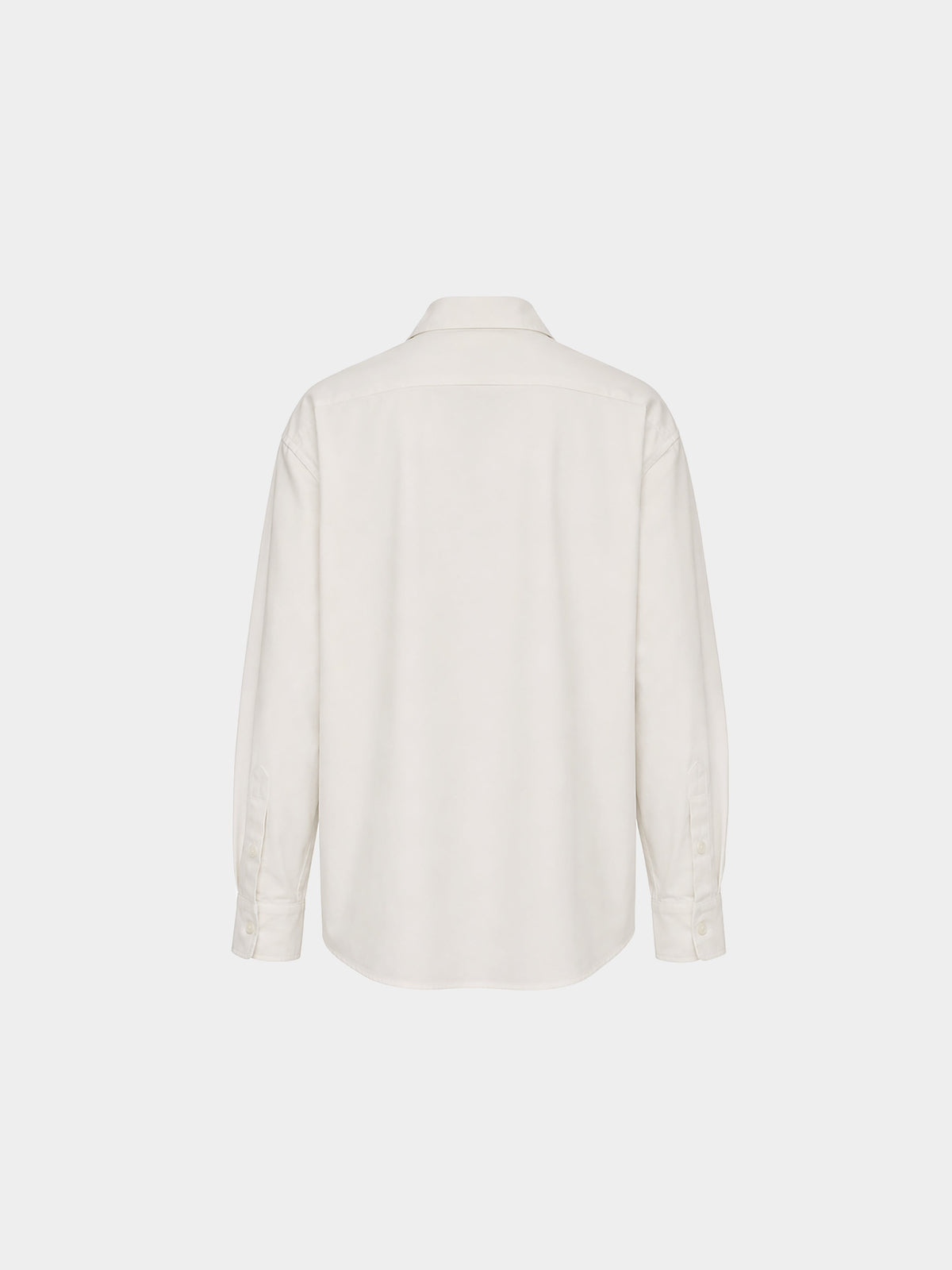 3D Flower White Cotton Shirt by Irina Voinea, white cotton twill with raised 3D floral print, studio image 1