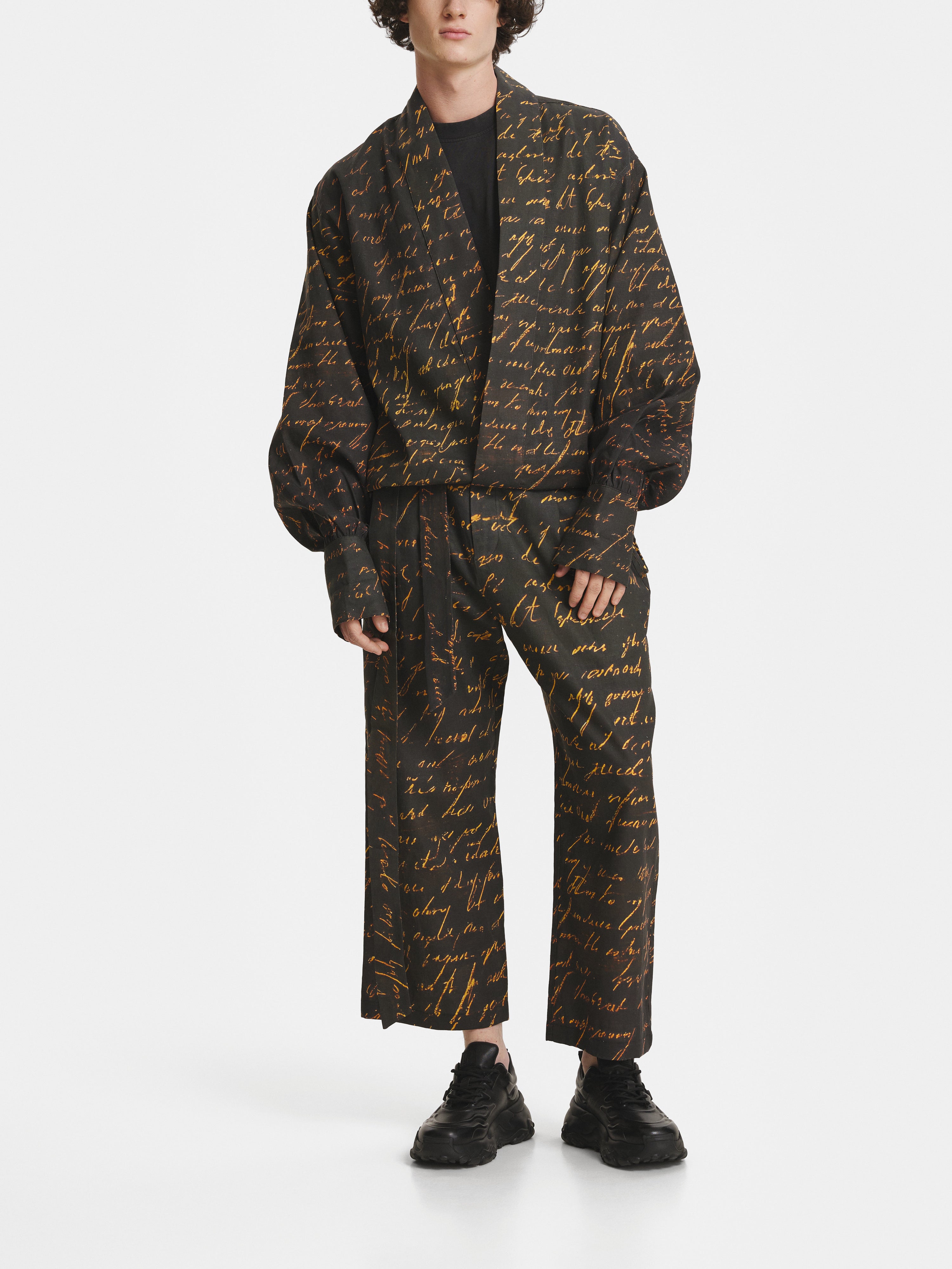 Writing Linen Kimono