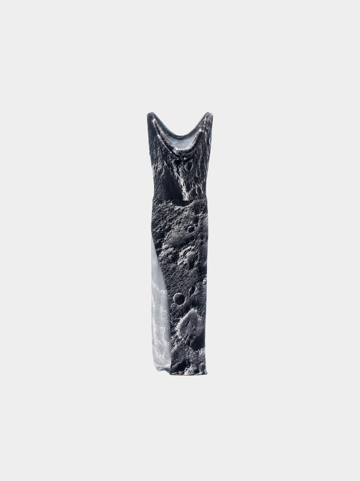 Moon Top by Irina Voinea, asymmetric long viscose twill top with side slit, studio image 3
